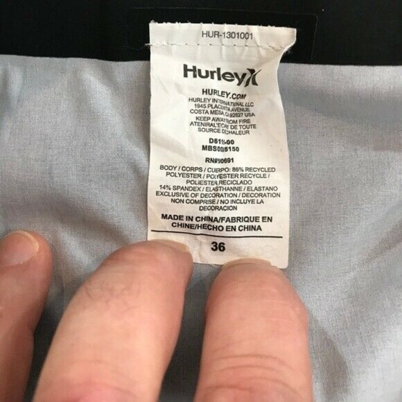 (SOLD) Hurley Mens Black Gray Board Shorts Swim - Picture 4 of 6